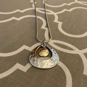 Sterling Silver & Gold Hammered Necklace